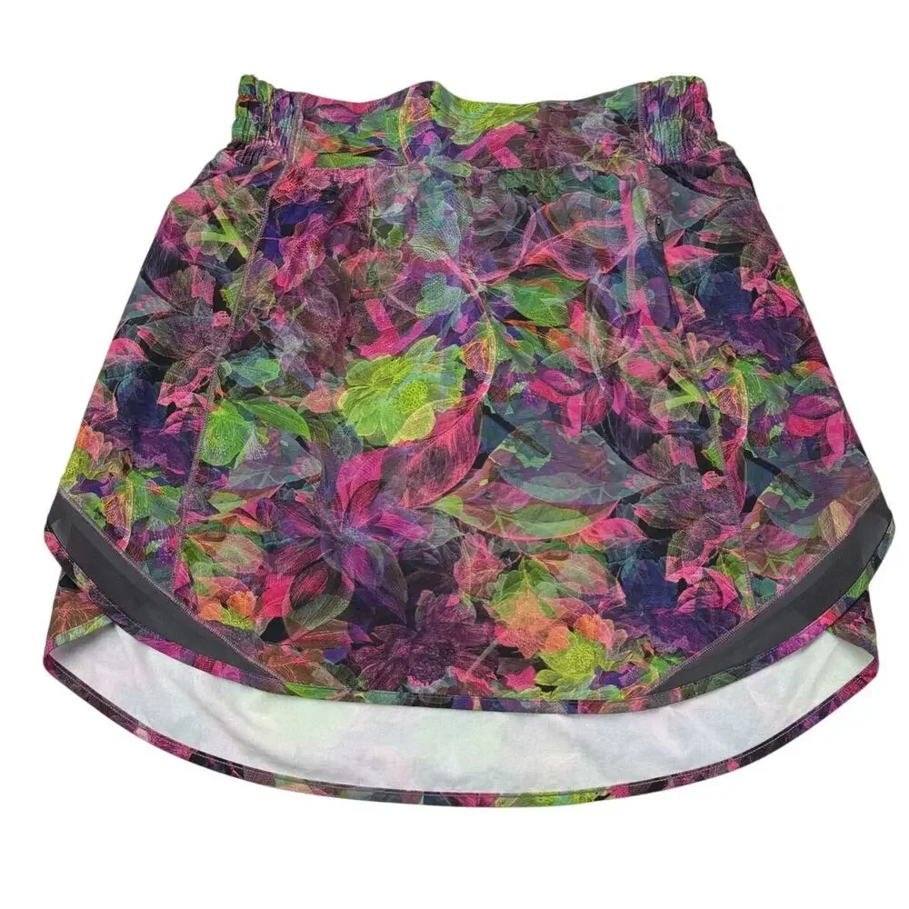 LULULEMON Hotty Hot High-Rise Skirt Long Size 4 Vivid Floral Tone Multi